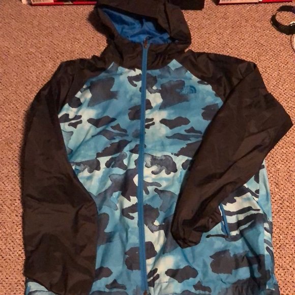 blue camo rain jacket